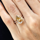 Pear champagne moissanite statement engagement ring in rose gold