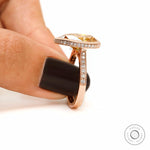Champagne pear moissanite cathedral setting engagement ring