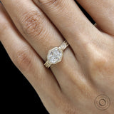 Statement cushion moissanite engagement ring in matte yellow gold