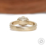 14k Yellow gold cushion moissanite ring with vintage starburst design