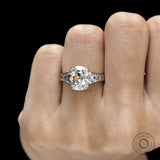 Art Deco Antique Engagement Ring, Elongated Cushion Lab Grown Diamond Cathedral Wedding Ring, Channel Set French Cut Trapezoid Side Stones