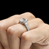 Art Deco Antique Engagement Ring, Elongated Cushion Lab Grown Diamond Cathedral Wedding Ring, Channel Set French Cut Trapezoid Side Stones