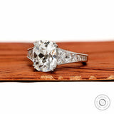 Art Deco Antique Engagement Ring, Elongated Cushion Lab Grown Diamond Cathedral Wedding Ring, Channel Set French Cut Trapezoid Side Stones