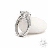 Art Deco Antique Engagement Ring, Elongated Cushion Lab Grown Diamond Cathedral Wedding Ring, Channel Set French Cut Trapezoid Side Stones