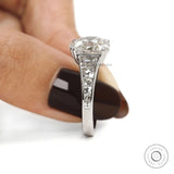 Art Deco Antique Engagement Ring, Elongated Cushion Lab Grown Diamond Cathedral Wedding Ring, Channel Set French Cut Trapezoid Side Stones