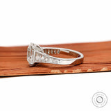 Art Deco Antique Engagement Ring, Elongated Cushion Lab Grown Diamond Cathedral Wedding Ring, Channel Set French Cut Trapezoid Side Stones