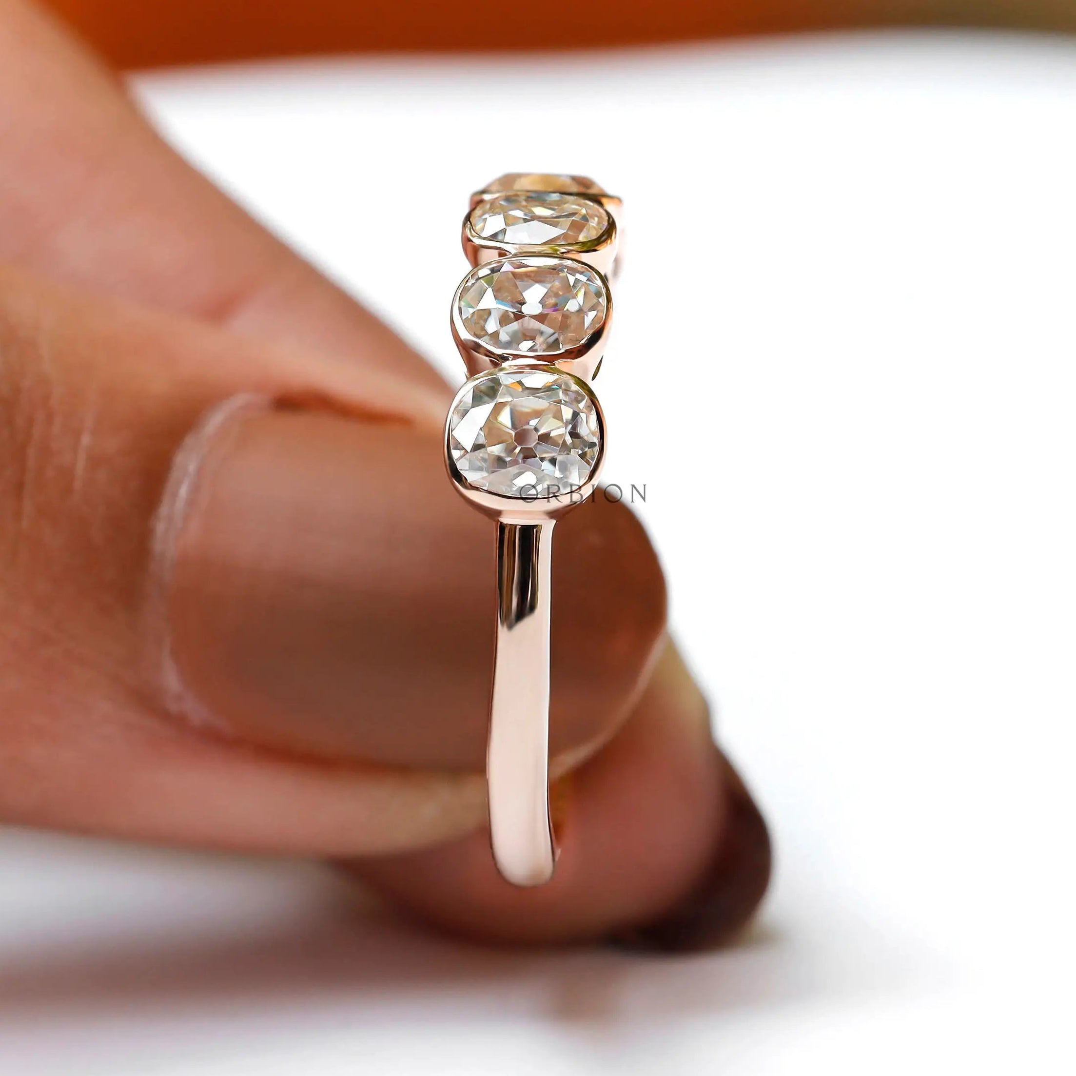 Closeup side view highlighting bezel cups and slim shank