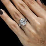 Elegant milgrain bezel ring with old mine cut cushion moissanite center