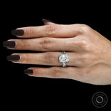 Thick band antique ring with omc elongated cushion stone and engraving