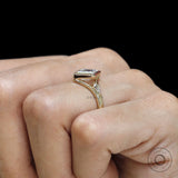Lab grown diamond lozenge cut three stone engagement ring