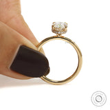 2 CT hidden halo oval lab grown diamond engagement ring with 18k yellow gold