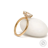 2 CT oval cut lab grown diamond hidden halo engagement ring in 18k yellow gold