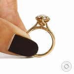 18k yellow gold cathedral ring with tulip floral bridge 