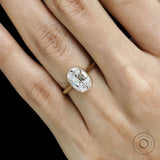 Vintage elongated cushion moissanite ring with milgrain bezel , lab diamond option