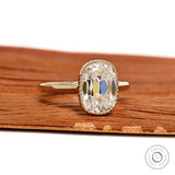 OMC elongated cushion moissanite ring with milgrain bezel, vintage inspired 