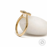 10k yellow gold cathedral elongated cushion moissanite milgrain bezel ring