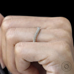 Three row curved pave lab diamond stacking band