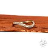 Three-row pave diamond or moissanite curved stacking band in 14k yellow gold