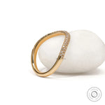 Yellow gold curved half-eternity ring with lab diamonds or moissanite for stacking or layering