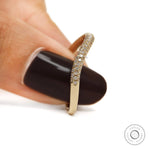 Curved three-row half-eternity ring in 14k yellow gold with lab diamonds or moissanite