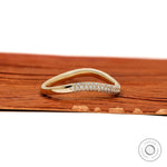 Elegant half eternity ring in 14k yellow gold with pave lab diamonds or moissanite, curved design