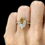 Modern Pear Moissanite Engagement Ring with Champagne Color and Pave Shank