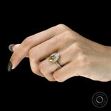 Dazzling Pear Champagne Moissanite Engagement Ring with Pave Euro Shank