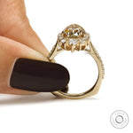 Luxury Pear Moissanite Engagement Ring with Champagne Center Stone and Cluster Halo