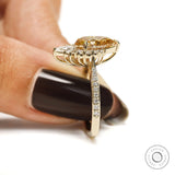 10k Yellow Gold Engagement Ring with Pear Champagne Moissanite and Pave Band