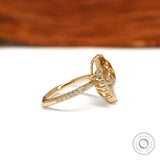 Pear Shaped Champagne Moissanite Cluster Ring in 10k Yellow Gold for Engagement