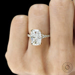 Statement 4 CT Elongated Cushion Moissanite or Lab Diamond Ring in Yellow Gold