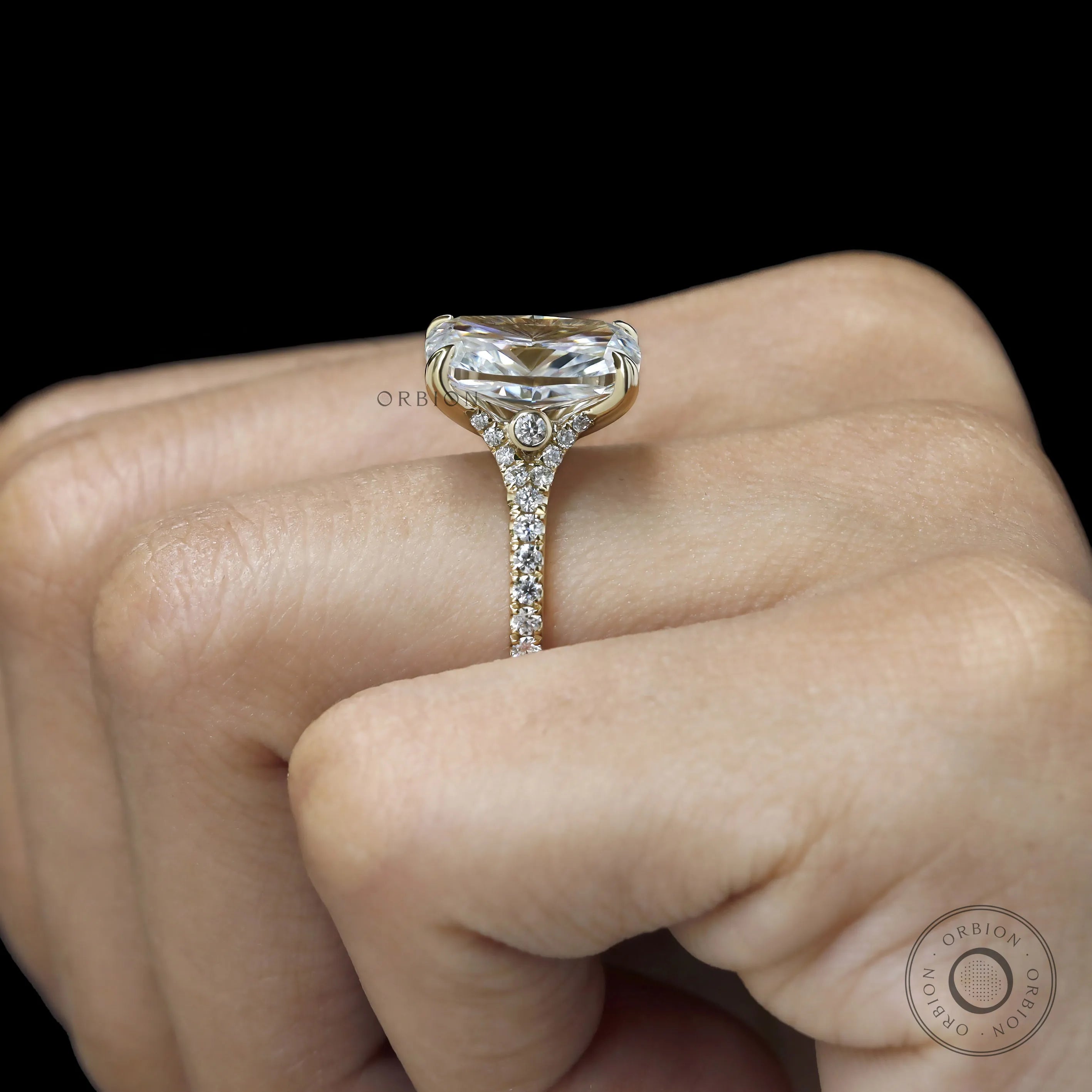 Dazzling 4 CT Elongated Cushion Lab Diamond or Moissanite Ring with Raised Prongs