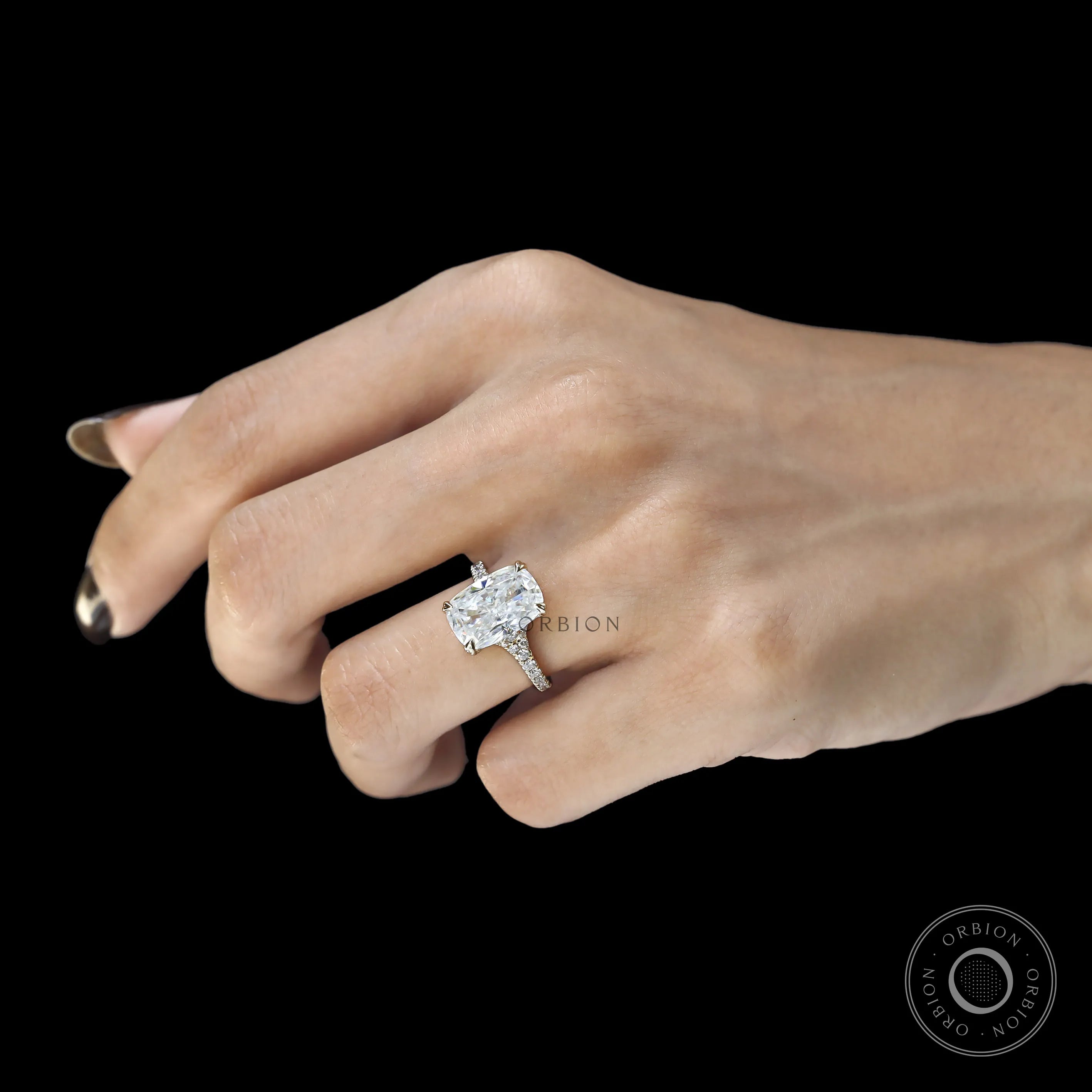 Fine Jewelry 4 CT Elongated Cushion Moissanite Engagement Ring in Yellow Gold
