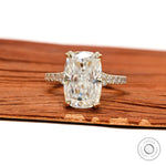 4 CT Elongated Cushion Moissanite Engagement Ring with Raised Prongs in Yellow Gold
