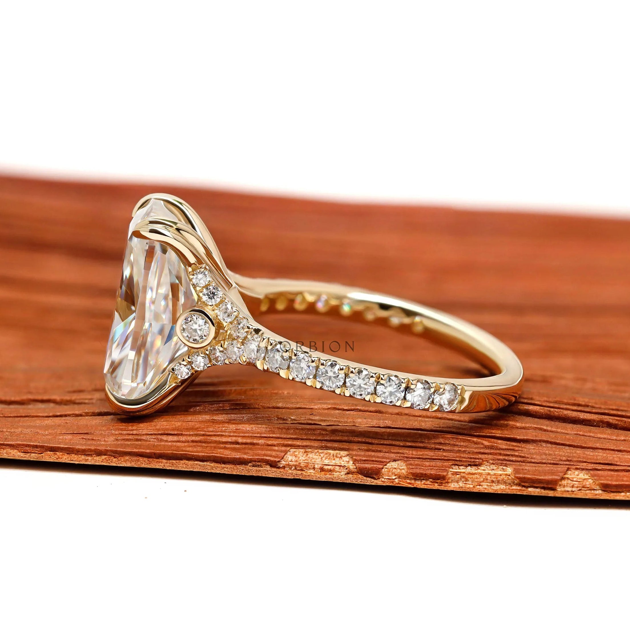 Elegant 4 CT Cushion Cut Moissanite or Lab Diamond Ring with Raised Prong Setting