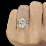 Elegant 10k yellow gold engagement ring, 5.50 CT oval moissanite or lab diamond, pave split shank design