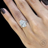 5.50 CT oval solitaire moissanite ring with pave split shank, cathedral setting, lab diamond option, yellow gold