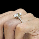 Big oval 5.50 CT moissanite solitaire ring, lab diamond alternative, pavé split shank, yellow gold band
