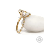 5.50 CT oval solitaire ring, moissanite or lab diamond, cathedral setting, pavé split shank, yellow gold