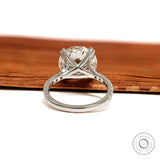 10k white gold round cut moissanite solitaire ring, 4.7 CT, pave split shank, cathedral design