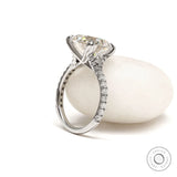 Large 10.5 MM round moissanite solitaire engagement ring, 10k white gold, cathedral split shank style