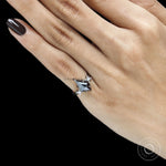 Statement black moissanite ring with 2 CT kite cut gemstone in a platinum cluster setting