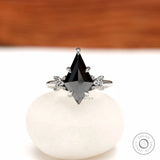 2 CT kite cut black moissanite cluster gothic engagement ring in platinum 950 with princess and round accents