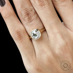 Timeless yellow gold chunky signet ring with old mine cushion lab diamond or moissanite