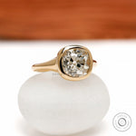 Signet engagement ring with 2.70 CT old mine cushion lab diamond or moissanite