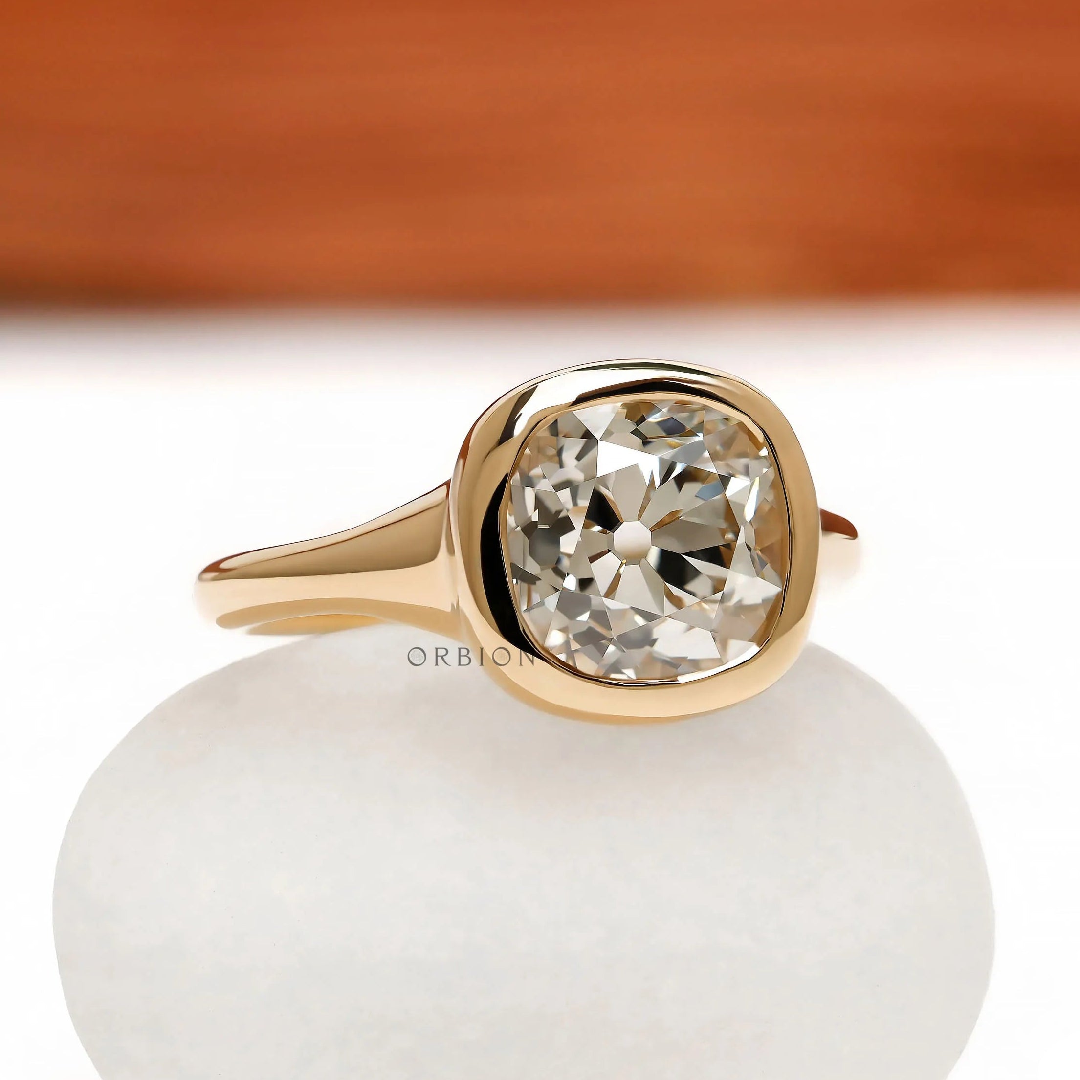 Signet engagement ring with 2.70 CT old mine cushion lab diamond or moissanite