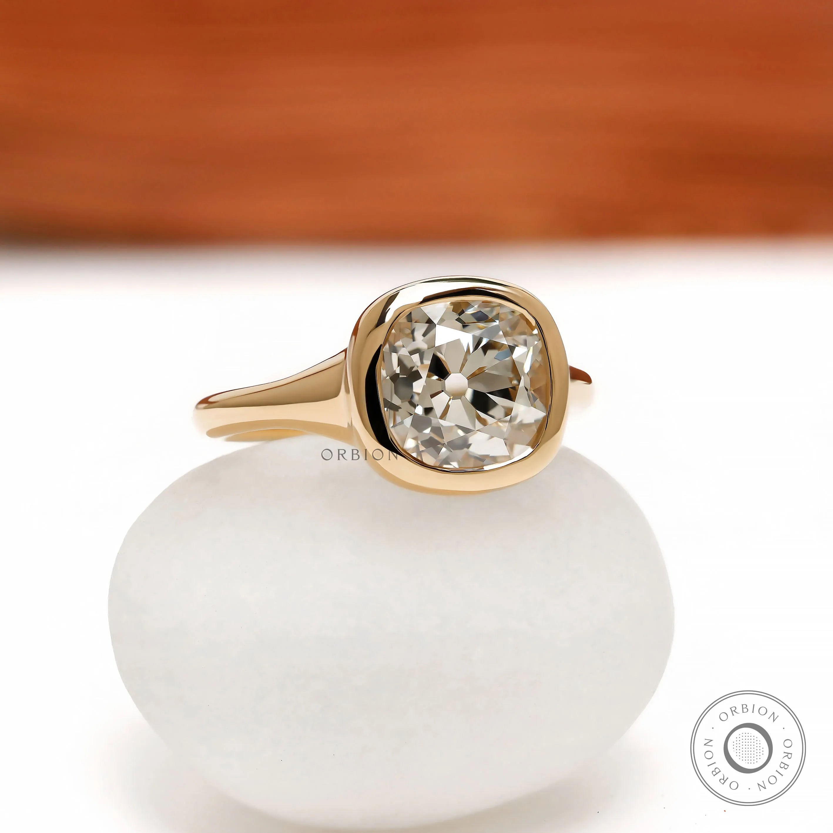 Signet engagement ring with 2.70 CT old mine cushion lab diamond or moissanite