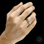 Lab grown diamond signet ring for men featuring an east west cushion stone and substantial 14k yellow gold band