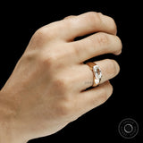 Mens 14k yellow gold promise ring with elongated cushion moissanite and modern chunky signet inspired design