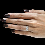 East West Radiant Cut Moissanite Sleek Half Bezel Engagement Ring, Floating Style, 14k Yellow Gold